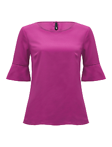 NNT Womens Fluted Sleeve Top Classic Fit round Neck Blouse CATU5T- Bannav S Bannav LLC