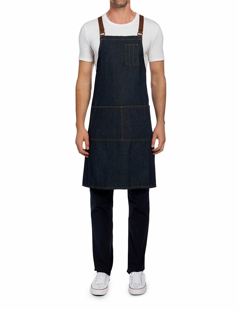 NNT Unisex Chef Memphi Cross Back Denim Apron Work Safety Tough Durable CATK2M- Bannav S Bannav LLC