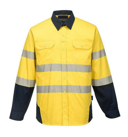 Portwest Mens PW3 Shirt Hi-Vis Tex Pro Reflective Lightweight Work Cotton PW372- Bannav S Bannav LLC