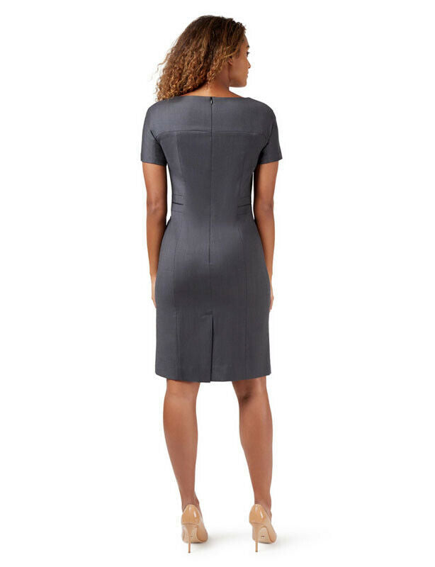 NNT Womens Sharkskin Short Sleeve Dress Classic Fit Stretch Knee Length CAT6BE- Bannav S Bannav LLC