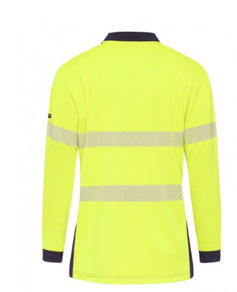 KingGee Mens Hi-Vis Workcool Summer Polo Shirt Long Sleeve Taped Work K54225- Bannav S Bannav LLC
