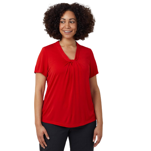 NNT Womens Matt Jersey Twist Neck Short Sleeve Top Classic Fit V Neckline CATUFS- Bannav S Bannav LLC