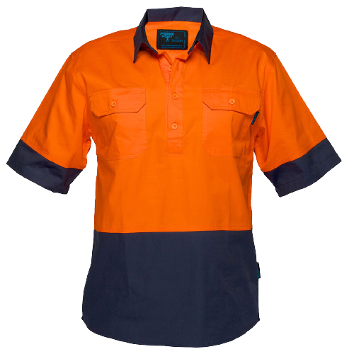 Portwest Hi-Vis Two Tone Lightweight Short Sleeve Closed Front Shirt Wear MC802- Bannav S Bannav LLC
