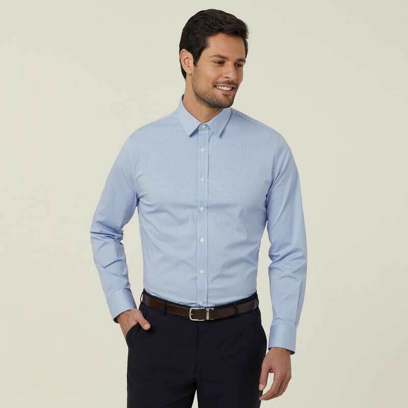 NNT Mens Avignon Gingham Checked Long Sleeve Shirt Casual Fit Business CATJDF- Bannav S Bannav LLC