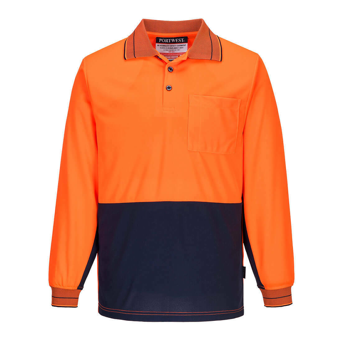 Portwest Mens Prime Mover Long Sleeve Micro Mesh Work Polo Shirt Cool Dry MP113- Bannav S Bannav LLC