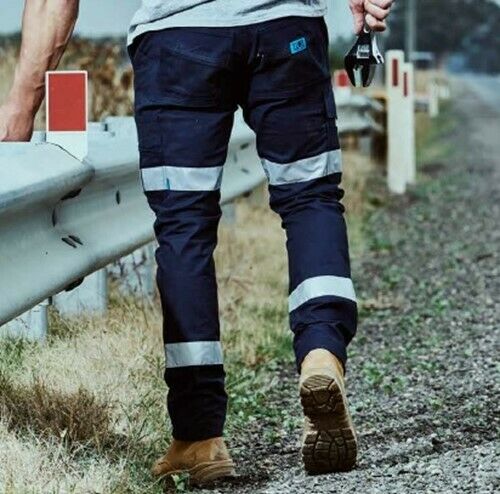 Mens Elwood Work Road Pants Stretch Canvas Phone Pocket Taped Safety Slim EWD106- Bannav S Bannav LLC