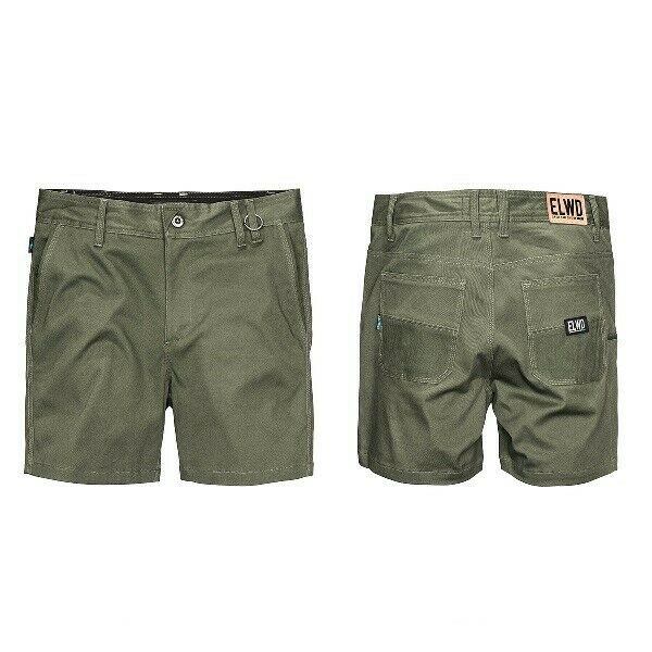 Mens Elwood Work Basic Shorts Stretch Twill Reinforced Pockets Tradie EWD202- Bannav S Bannav LLC