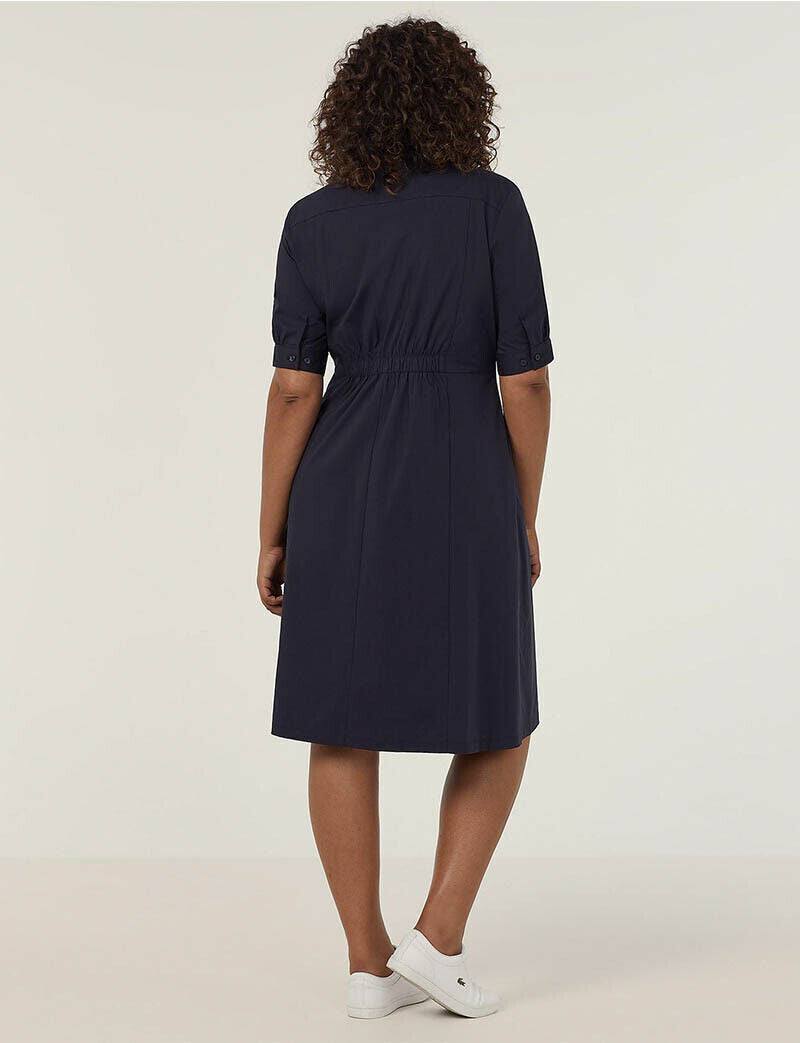 NNT Womens Avignon Shirt Dress Fit Flare Collared Elbow Length Cotton CAT69K- Bannav S Bannav LLC