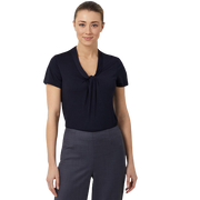 NNT Womens Matt Jersey Twist Neck Short Sleeve Top Classic Fit V Neckline CATUFS- Bannav S Bannav LLC