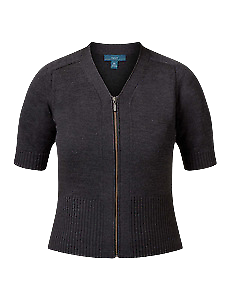 NNT Womens Pure Wool S/S Rib Trim Cardigan Short Sleeve Knit CAT5B4- Bannav S Bannav LLC
