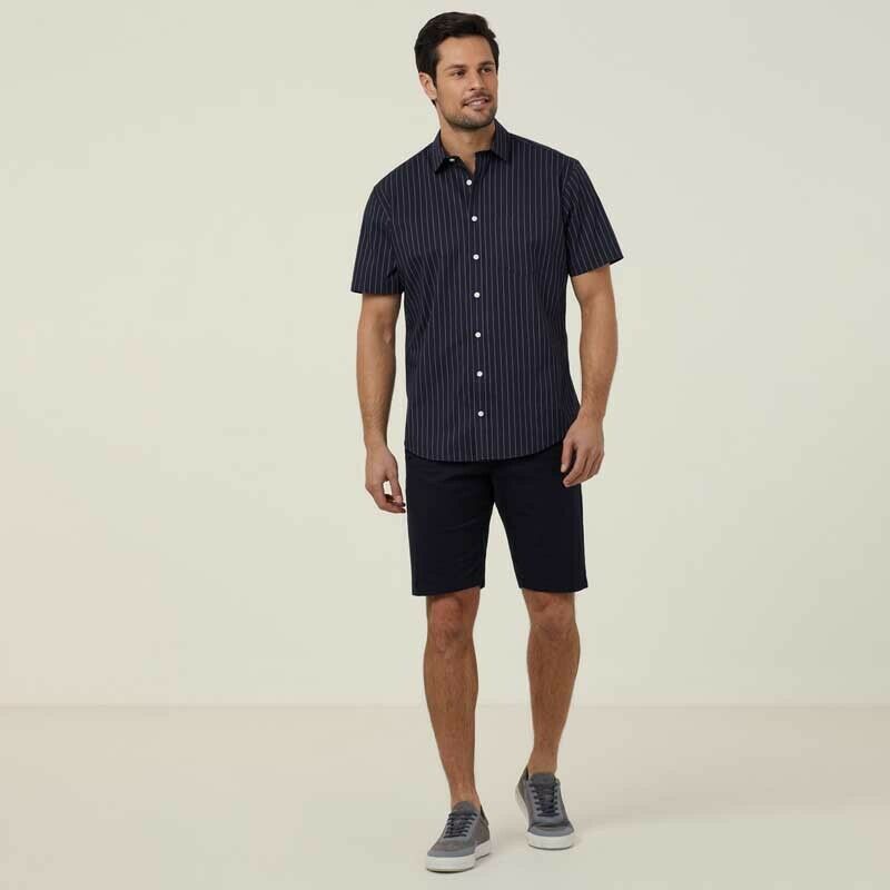 NNT Mens Avignon Pinstripe Short Sleeve Shirt Casual Regular Fit Business CATJDM- Bannav S Bannav LLC