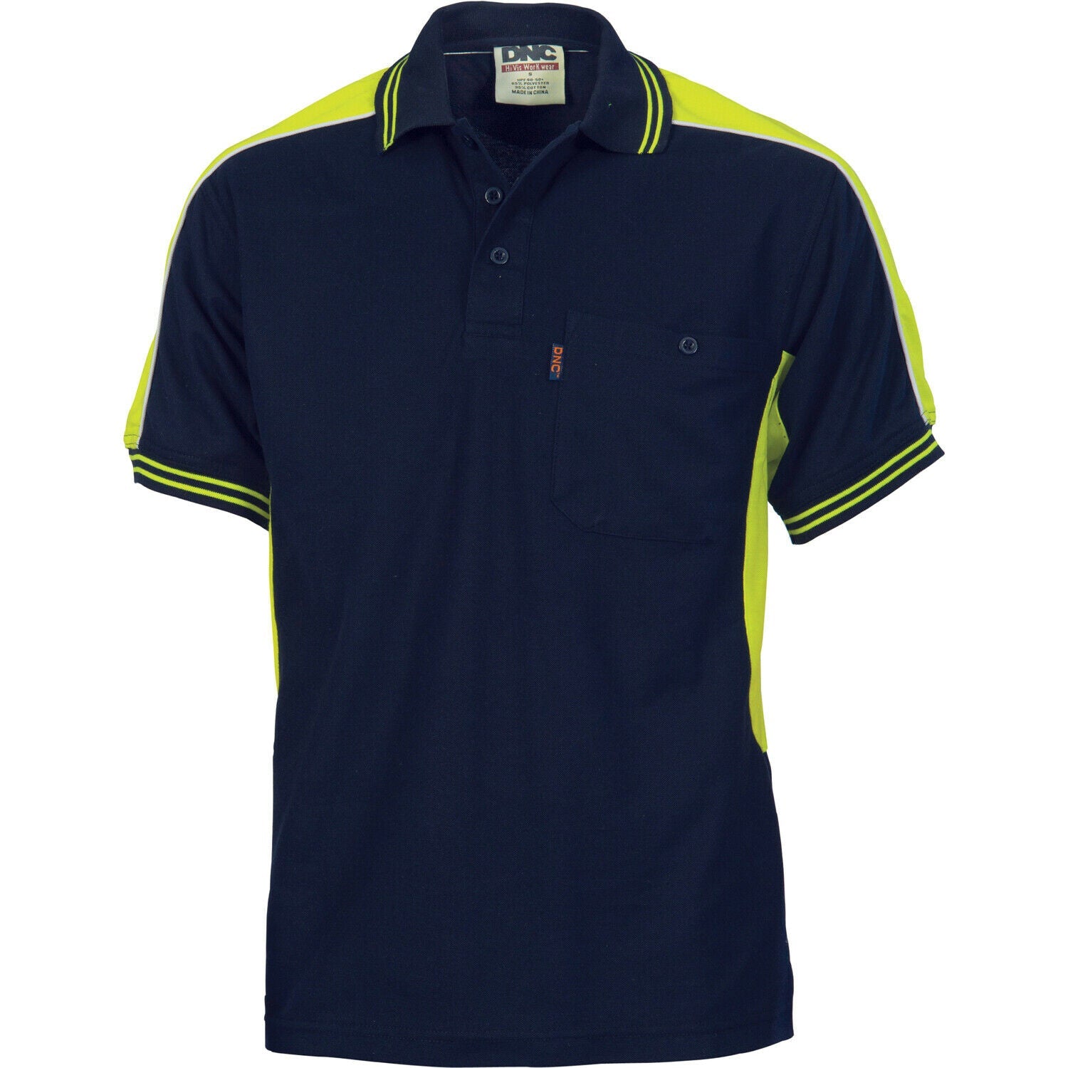 DNC Workwear Mens Polyester Cotton Panel Polo Shirt - Short Sleeve Casual 5214- Bannav S Bannav LLC