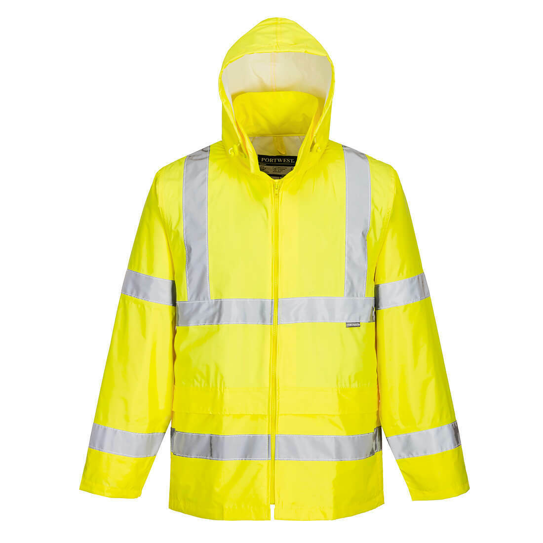 Portwest Mens Hi-Vis Rain Jacket Reflective Taped Hood Work Safety Comfy H440- Bannav S Bannav LLC