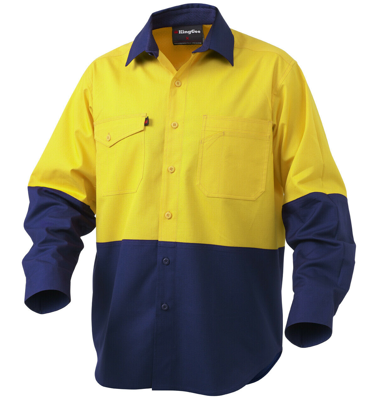 KingGee Mens Workcool 2 Hi-Vis Shirt Long Sleeve Button Up Work Workwear K54870- Bannav S Bannav LLC