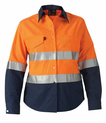 KingGee WorkCool 2 Womens Hi Vis Ref Spliced Shirt L/S Lightweight K44544- Bannav S Bannav LLC