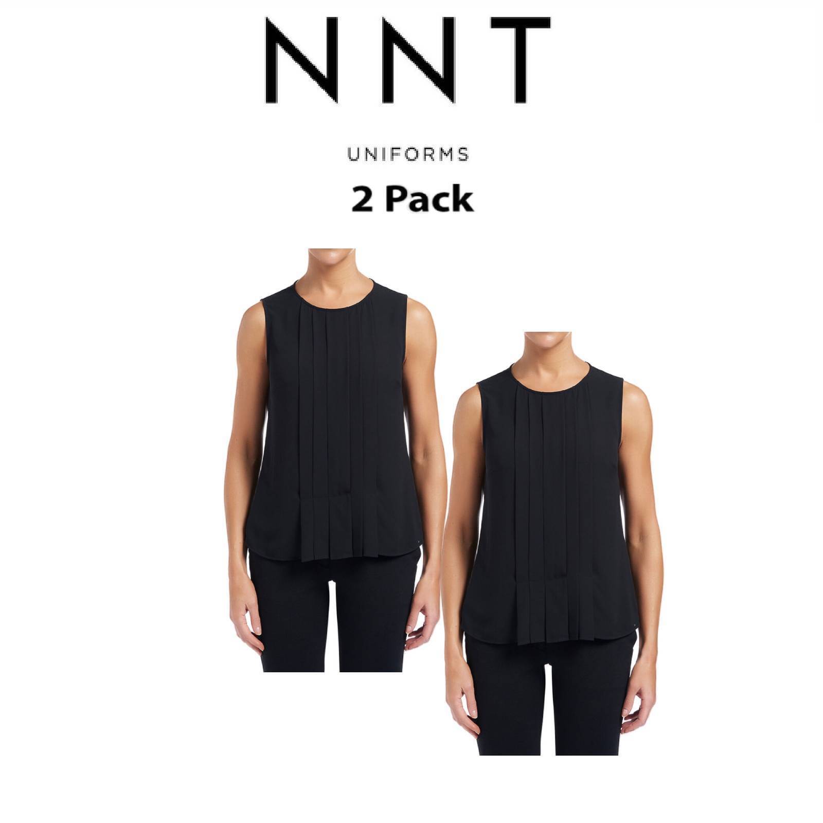 NNT Womens 2 Pack Sleeveles Pleat Front Silhouette Lightweight Blouse CATU5Q- Bannav S Bannav LLC