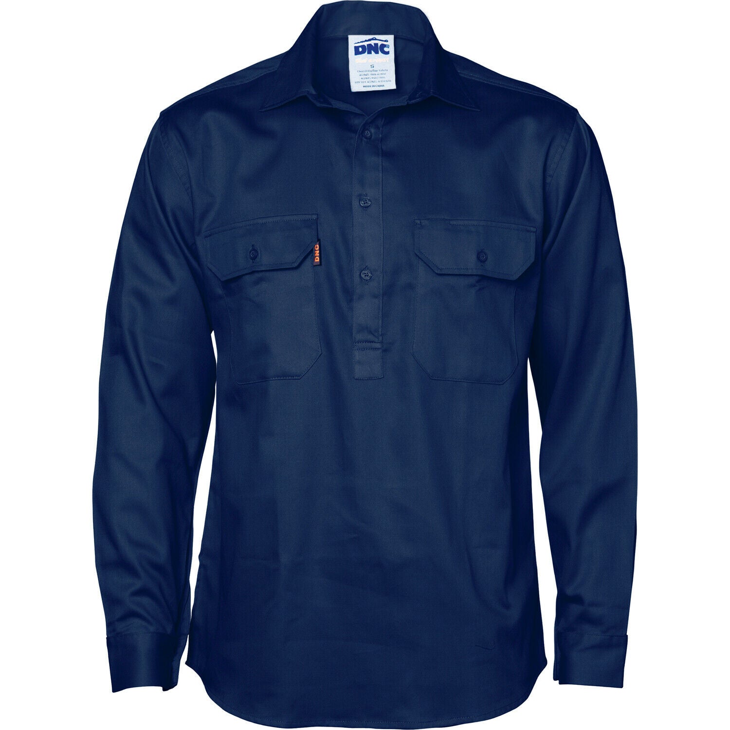 DNC Workwear Close Front Cotton Drill Long Sleeve Shirt Comfortable Work 3204- Bannav S Bannav LLC