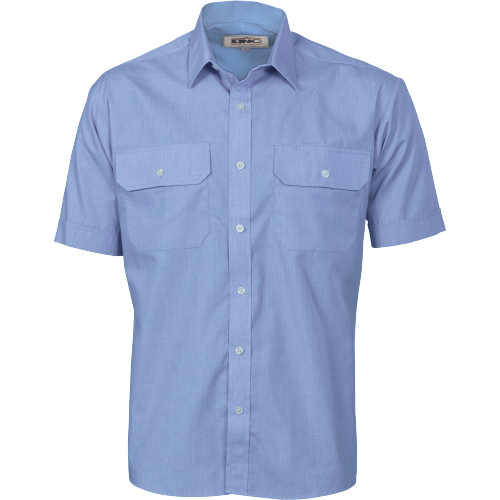 DNC Workwear Mens  Polyester Cotton Work Shirt Short Sleeve Business Casual 3211- Bannav S Bannav LLC