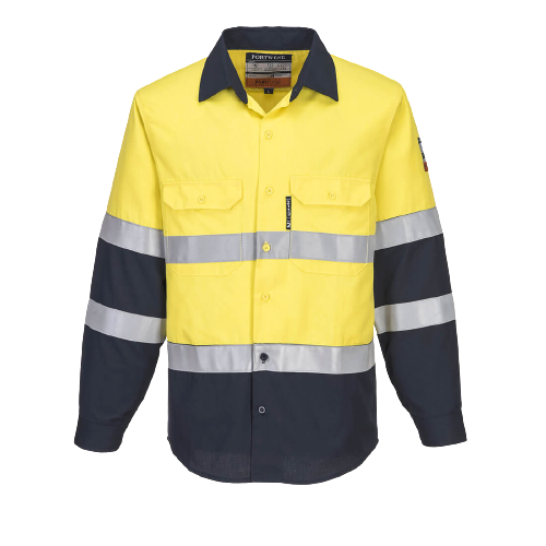 Portwest Mens Prime Mover Hi-Vis Work Shirt Long Sleeve Closed Front Taped FR04- Bannav S Bannav LLC