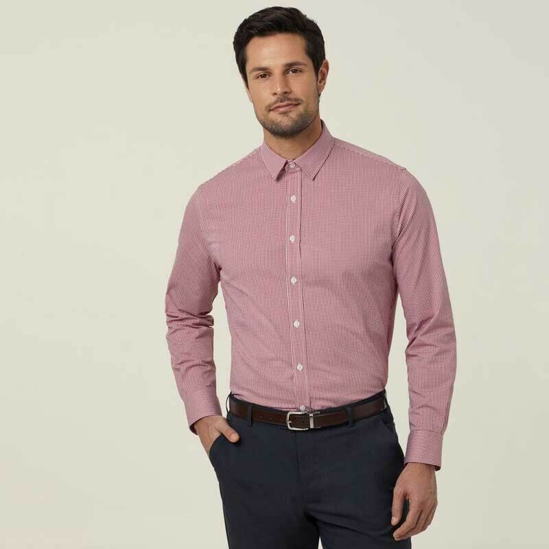NNT Mens Avignon Gingham Checked Long Sleeve Shirt Casual Fit Business CATJDF- Bannav S Bannav LLC
