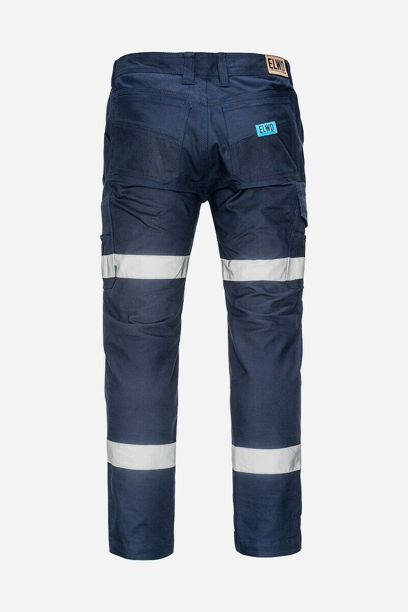 Mens Elwood Work Road Pants Stretch Canvas Phone Pocket Taped Safety Slim EWD106- Bannav S Bannav LLC