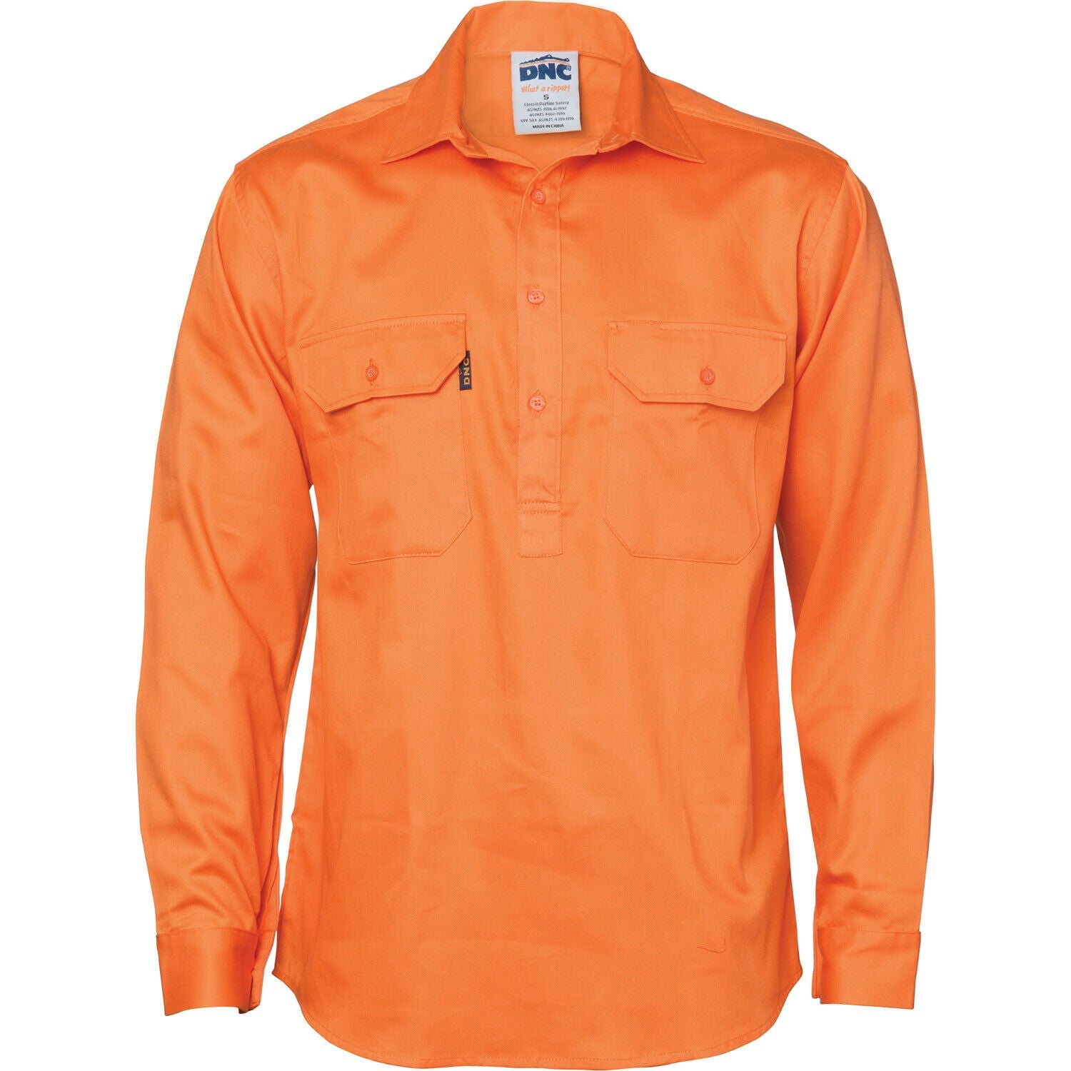 DNC Workwear Close Front Cotton Drill Long Sleeve Shirt Comfortable Work 3204- Bannav S Bannav LLC