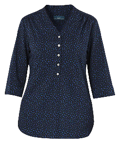 NNT Womens Pebble Print 3/4 Sleeve Tunic V Neckline Button Shirt CAT9XW- Bannav S Bannav LLC