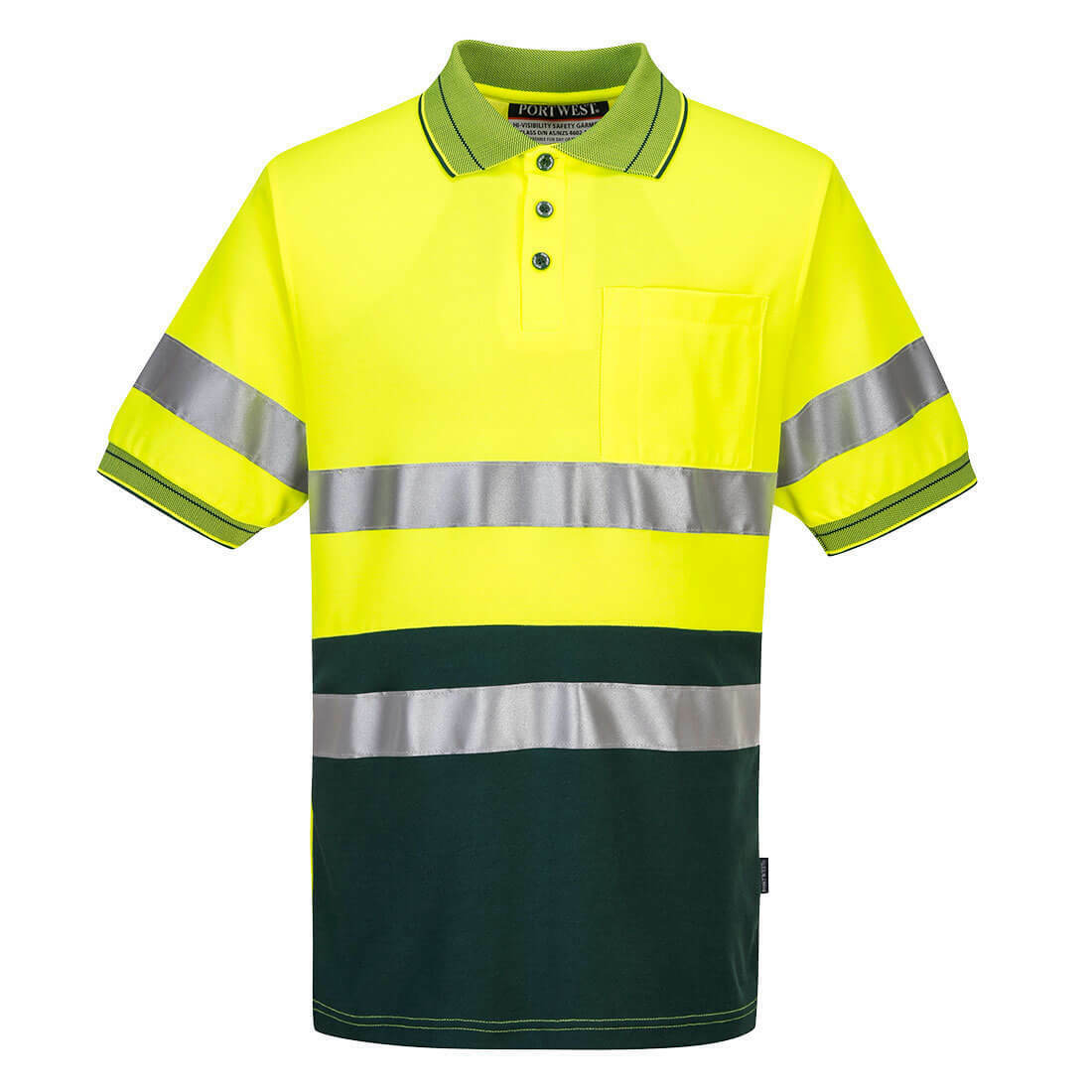 Portwest Mens Prime Mover Short Sleeve Cotton Comfort Polo Taped Hi-Vis MP310- Bannav S Bannav LLC