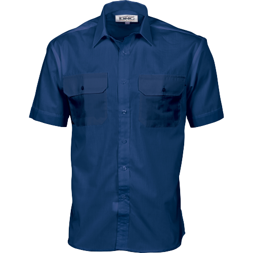 DNC Workwear Mens  Polyester Cotton Work Shirt Short Sleeve Business Casual 3211- Bannav S Bannav LLC