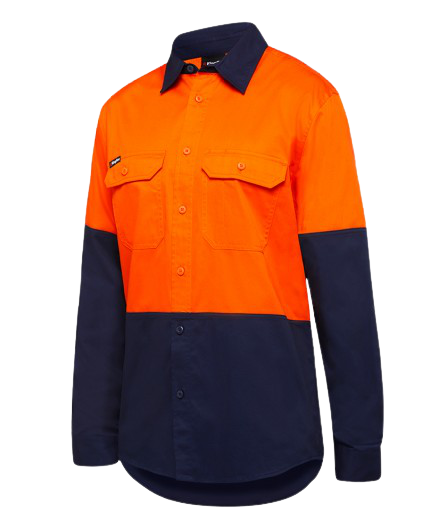 KingGee Mens Stretch Spliced Shirt Comfort Work Safety Cotton Hi-Vis Hem K04035- Bannav S Bannav LLC