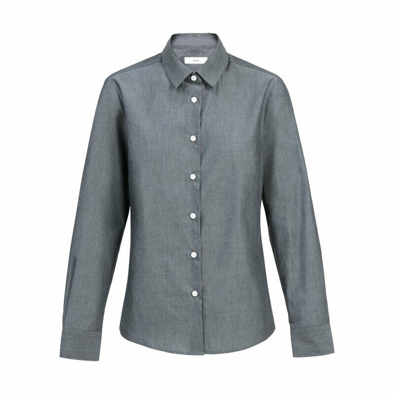 NNT Womens Chambray Long Sleeve Formal Shirt Comfy Straight Back Business CATU69- Bannav S Bannav LLC