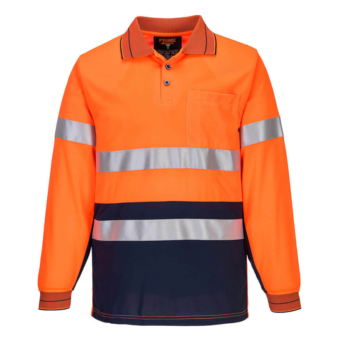 Portwest Mens Prime Mover Long Sleeve Micro Mesh Polo Taped Work Hi-Vis MP513- Bannav S Bannav LLC