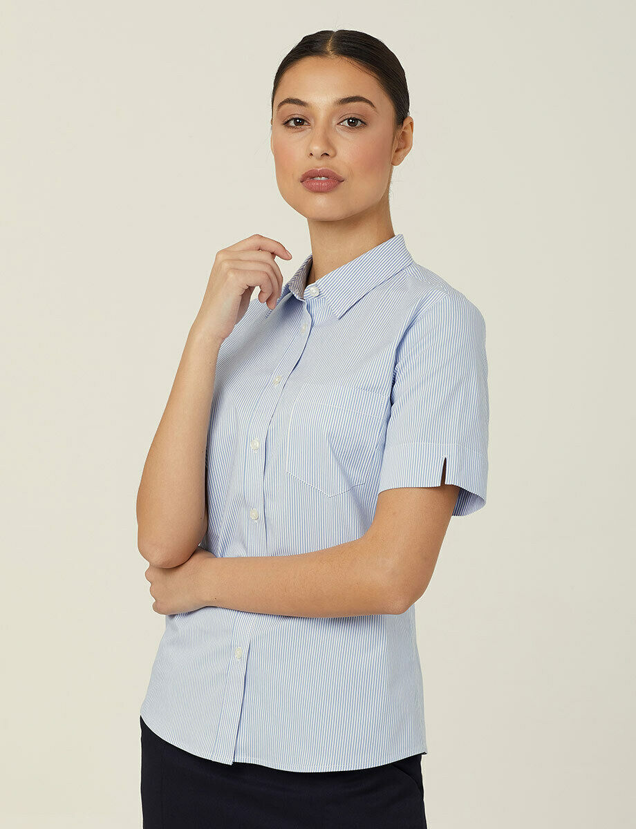 NNT Womens Avignon Stripe Short Sleeve Slim Casual Shirt Regular Business CATUK5- Bannav S Bannav LLC