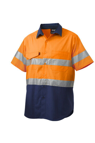 KingGee Mens Workcool 2 Hi-Vis Summer Shirt Short Sleeve Work Lightweight K54885- Bannav S Bannav LLC