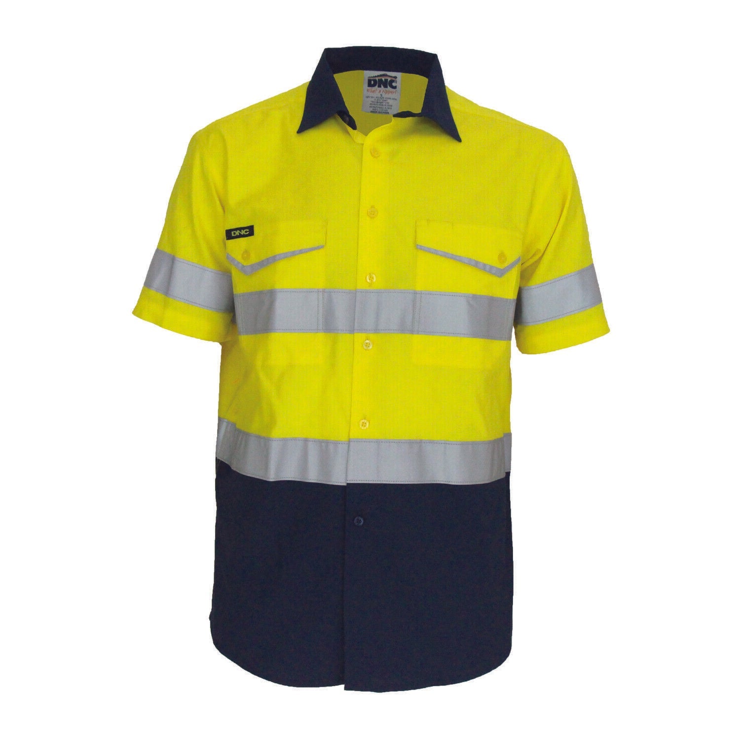 DNC Mens 2Tone RipStop Cotton Shirt CSR Reflective Lightweight Breathable 3587- Bannav S Bannav LLC
