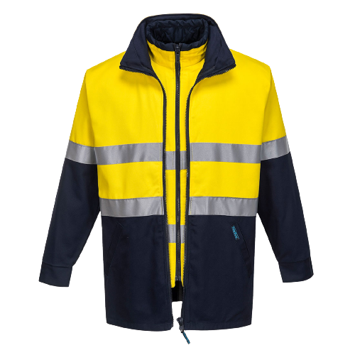 Portwest Hume 100% Cotton 4-in-1 Jacket 2 Tone Reflective Work Safety MJ777- Bannav S Bannav LLC