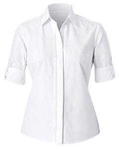 NNT Womens Polycotton 3/4 Rollup Shirt White Classic Business Shirt CAT4M9- Bannav S Bannav LLC