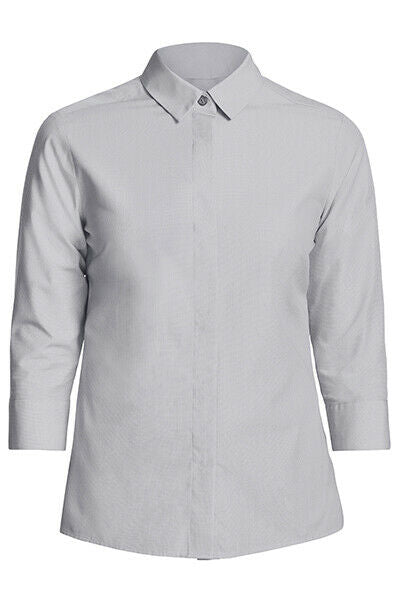 NNT Womens Silver End on End 3/4 Sleeve Formal Shirt Relaxed Business CATU5H- Bannav S Bannav LLC