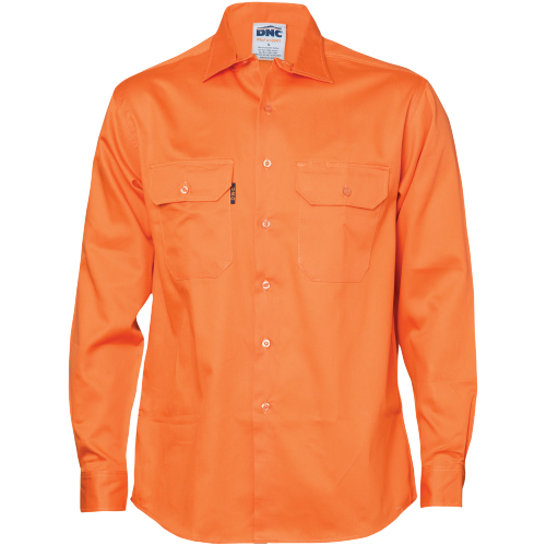 DNC Workwear Mens Cotton Drill Work Shirt Long Sleeve Comfortable  3202- Bannav S Bannav LLC