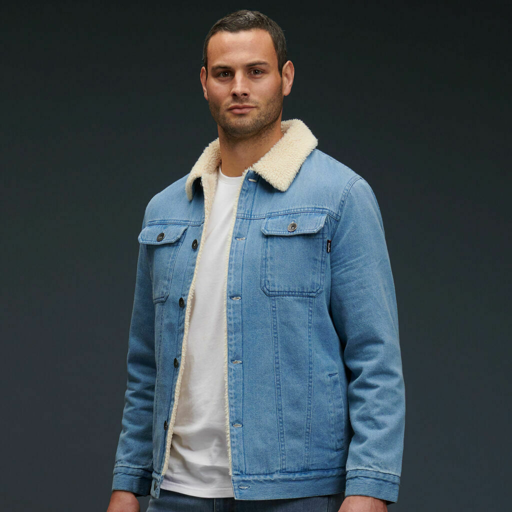 KingGee Mens Urban Denim Jacket Warm Sherpa Lining Winter Comfort Jackets K15041- Bannav S Bannav LLC