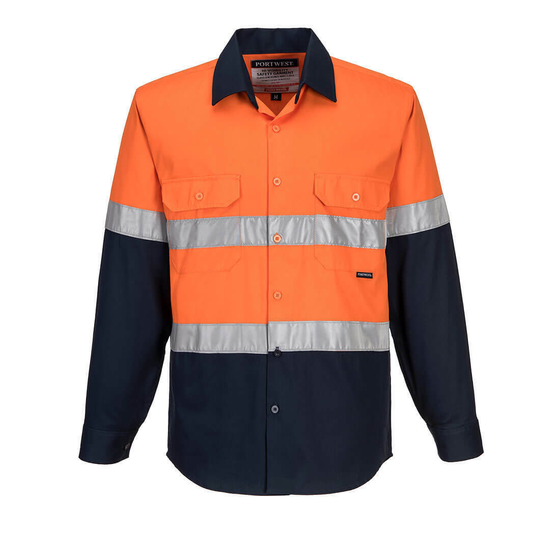 Portwest Mens Prime Mover Work Hi-Vis Two Tone Long Sleeve Shirt Taped MA101- Bannav S Bannav LLC