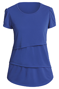 NNT Womens Matt Jersey Short Sleeve Layered Top Round Neckline Blouse CAT9XG- Bannav S Bannav LLC