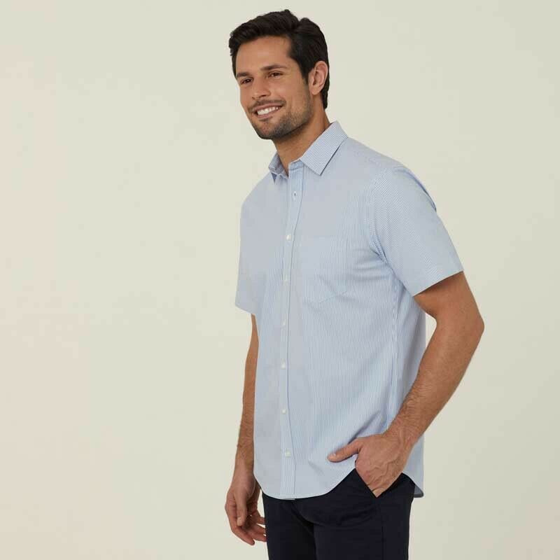 NNT Mens Avignon Stripe Short Sleeve Shirt Casual Regular Fit Business CATJDK- Bannav S Bannav LLC