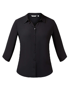 NNT Womens Soft Georgette 3/4S PLT Detail Blouse Classic Button Collar CAT9RL- Bannav S Bannav LLC