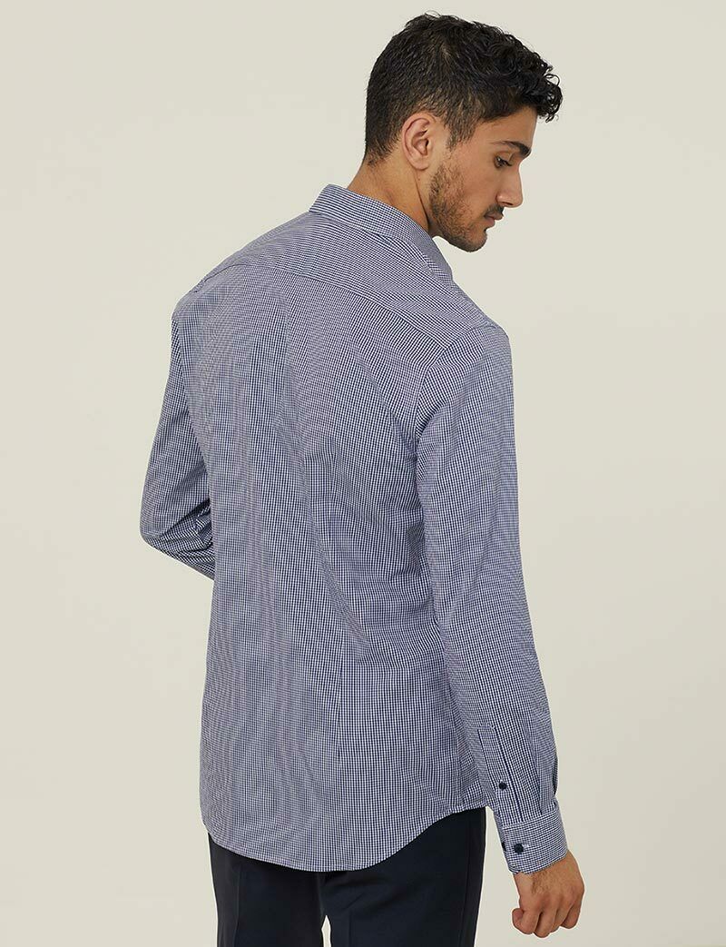 NNT Mens Avignon Gingham Checked Long Sleeve Shirt Casual Fit Business CATJDF- Bannav S Bannav LLC