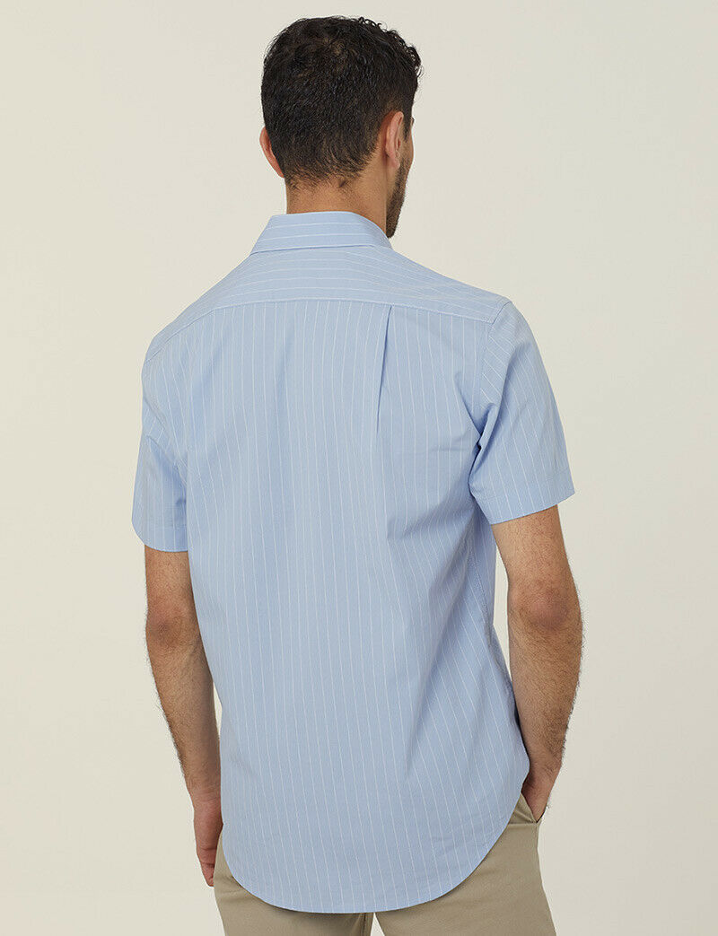NNT Mens Avignon Pinstripe Short Sleeve Shirt Casual Regular Fit Business CATJDM- Bannav S Bannav LLC