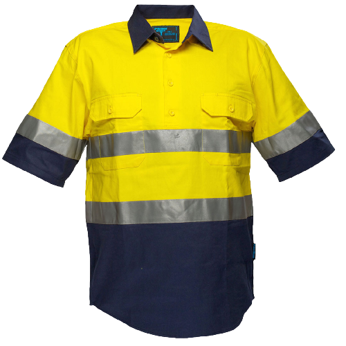 Portwest Hi-Vis Two Tone Regular Weight Short Sleeve Close Shirt Tape MC102- Bannav S Bannav LLC