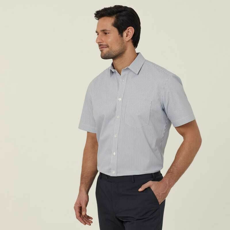 NNT Mens Avignon Stripe Short Sleeve Shirt Casual Regular Fit Business CATJDK- Bannav S Bannav LLC