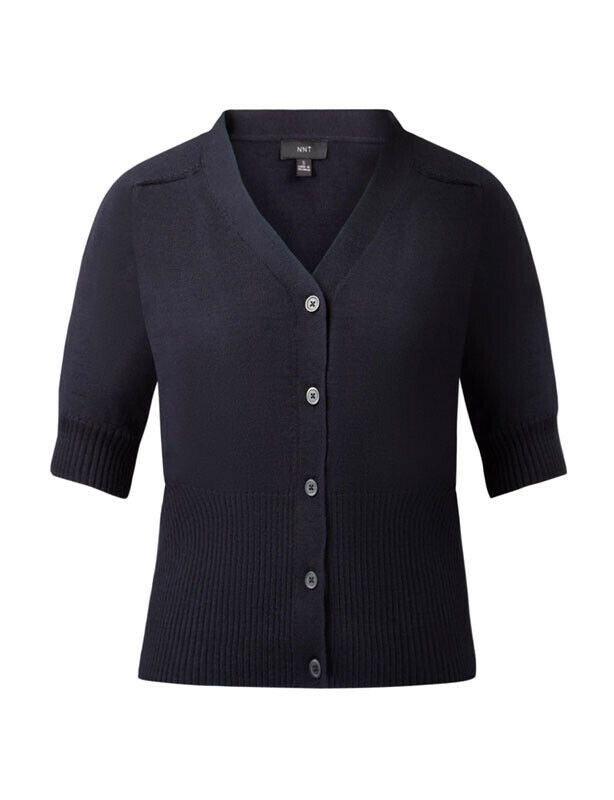 NNT Womens Wool Rich Short Sleeve Rib Trim Cardigan Business Body Warmer CAT5BJ- Bannav S Bannav LLC