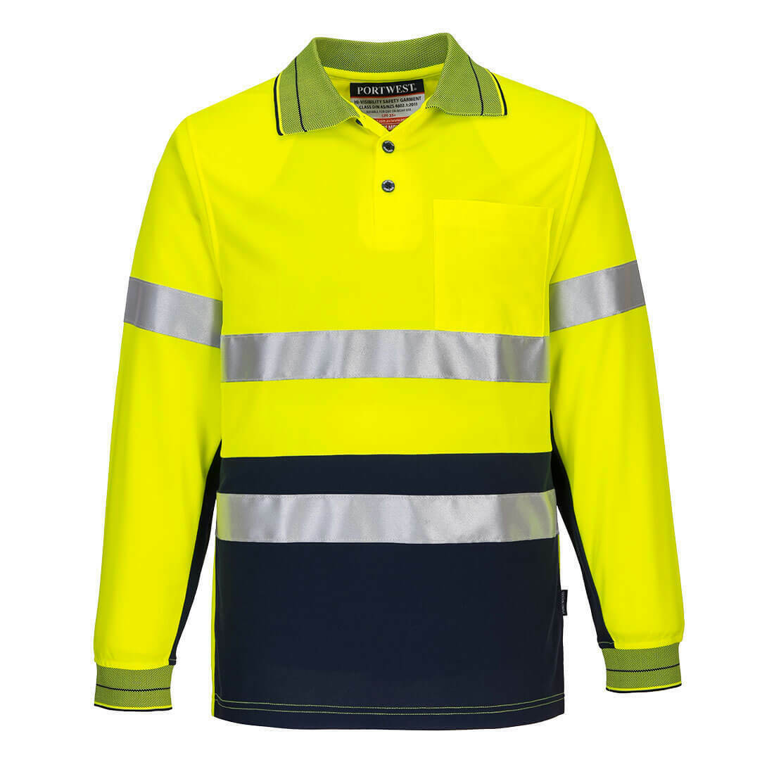 Portwest Mens Prime Mover Long Sleeve Micro Mesh Polo Taped Work Hi-Vis MP513- Bannav S Bannav LLC